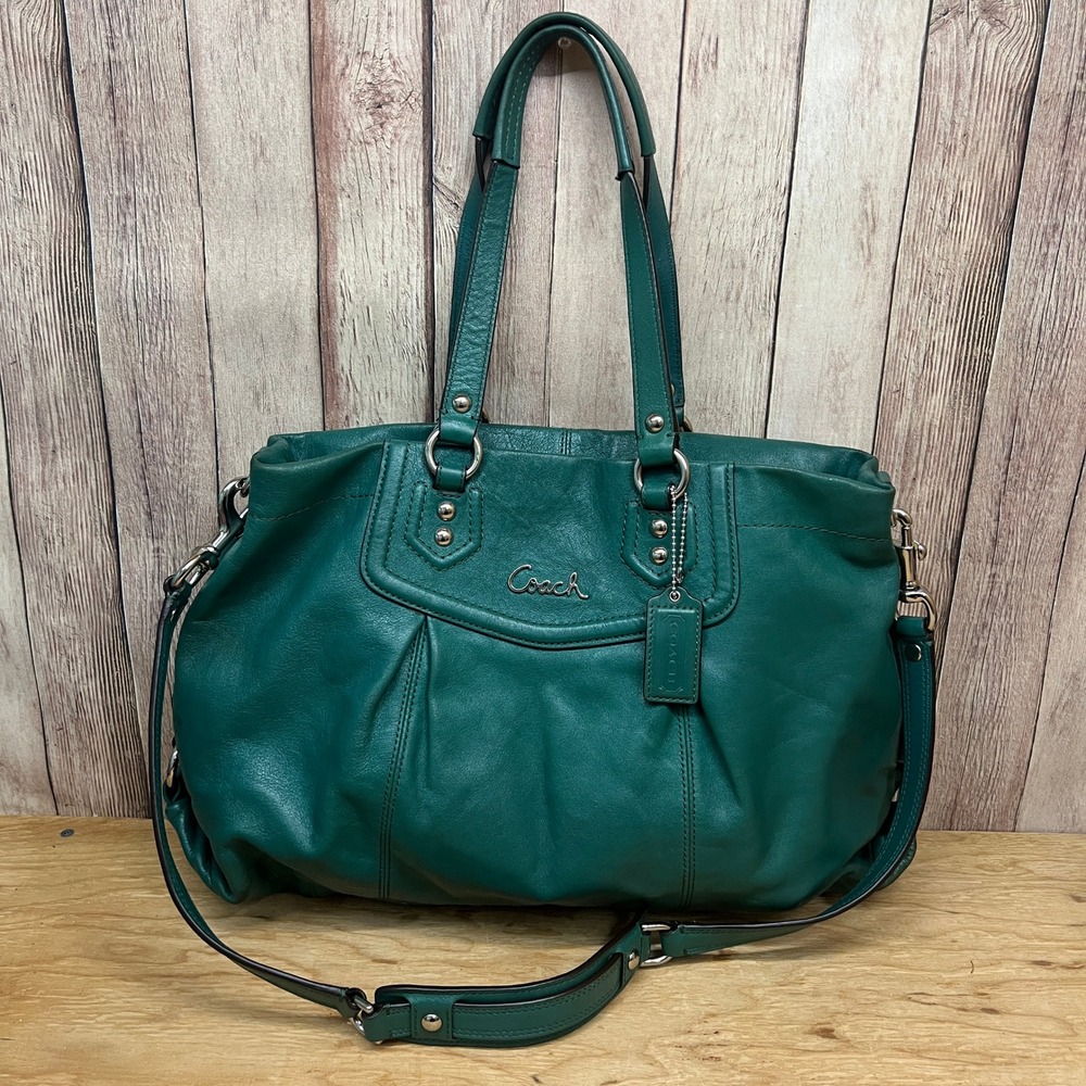 Coach Teal Green Leather Madison Sophia Satchel Shoulder Crossbody Bag F19243